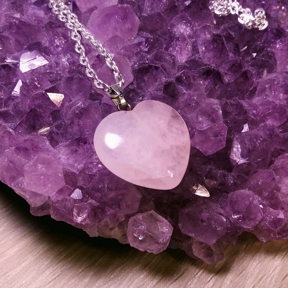 Pink Quartz Heart Necklace